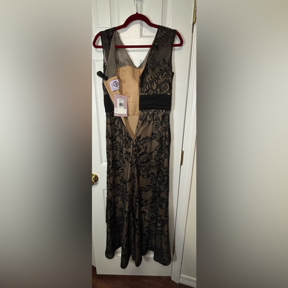 NWT JS COLLECTIONS SZ 4 BLACK/NUDE THE EMILY GOWN High Low Silhouette #86111881 - Picture 8 of 14